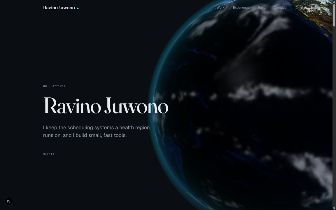 The front page of this site: the Earth beside the name